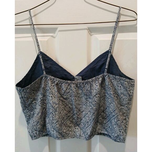 American Eagle Floral Crop Tank Top Blue White Womens Size Med Cottage Peasant - Picture 4 of 10